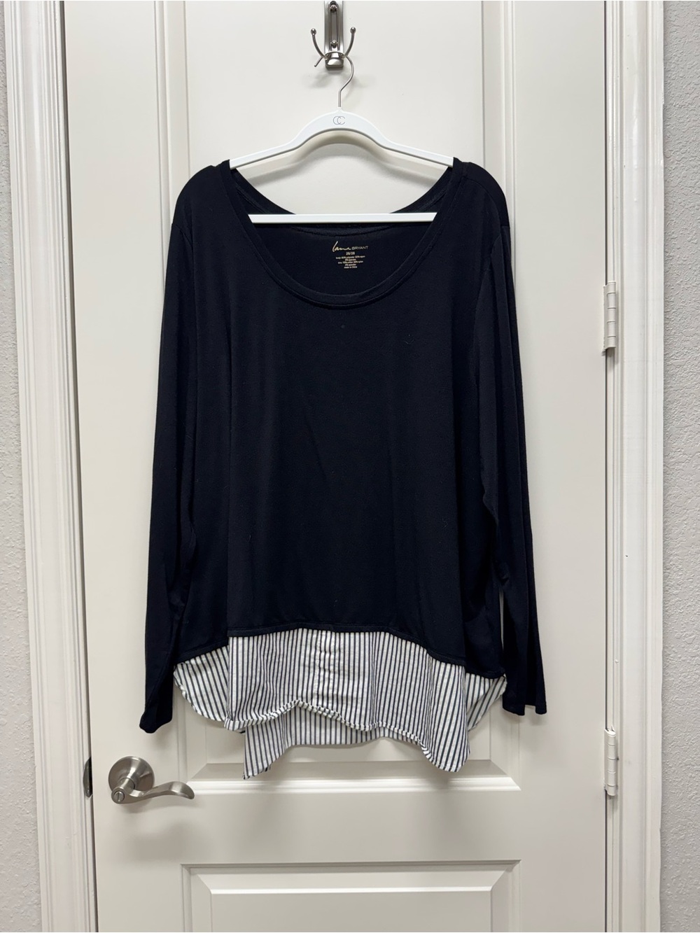 Black Layered Look Long-Sleeve Top